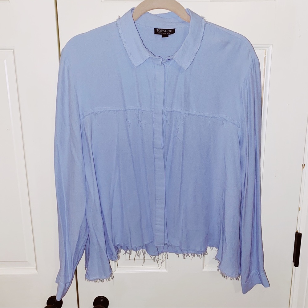 Topshop Periwinkle Frayed Blouse